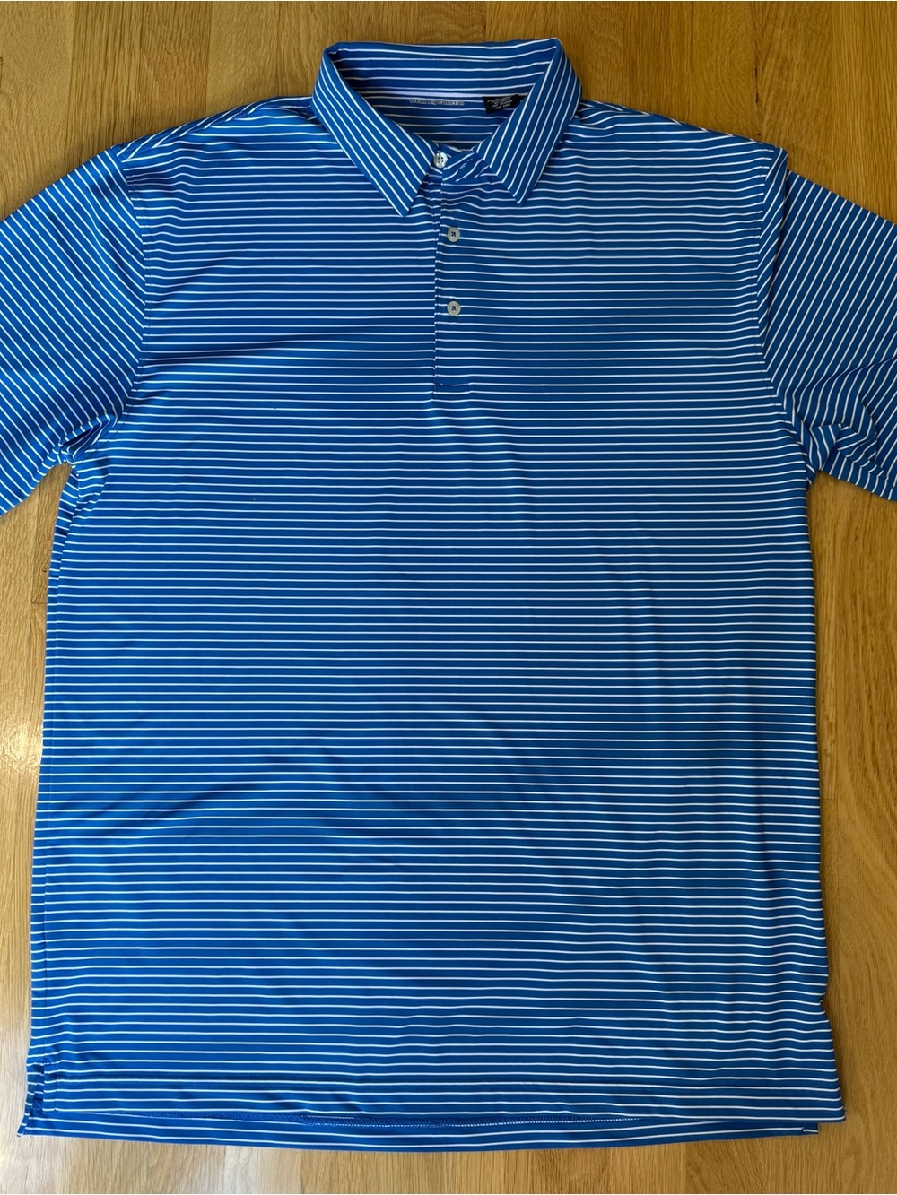 Men's Classic  Blue Striped Performance Golf Polo Shirt